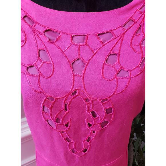 Appraisal Dress Women 20W Pink Sleeveless Embroidered Cutout Sheath Lined Boho - Picture 3 of 13